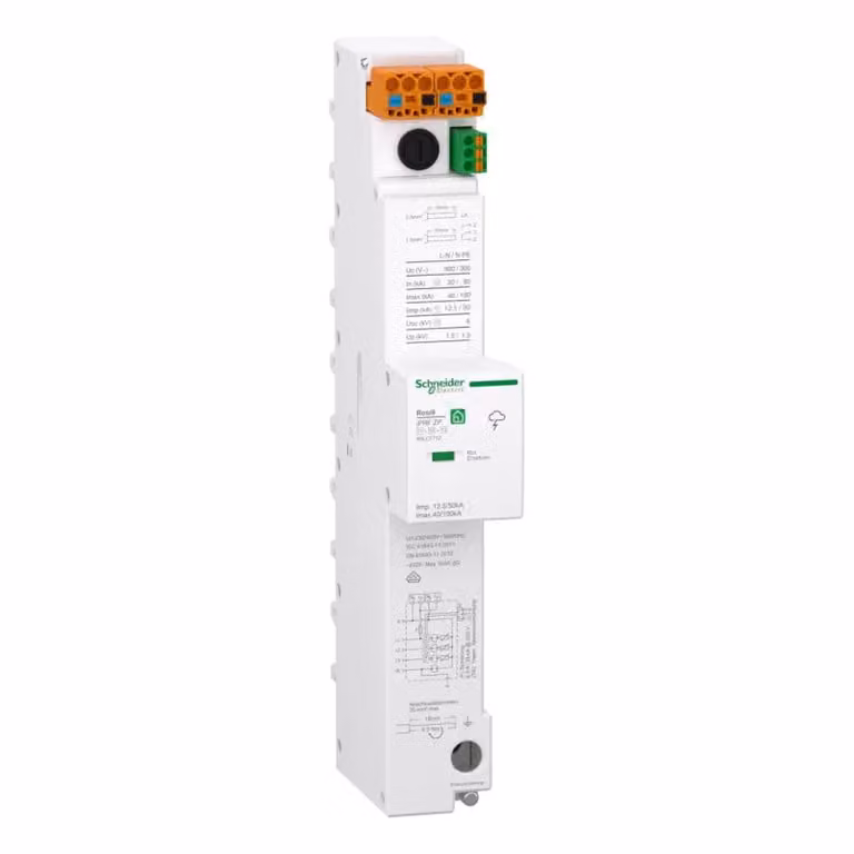 Scaricatore combinato ABN ZP T1 T2 T3 12,5 kA TT/TNS, completo di presa di alimentazione a 3 poli con fusibile e segnalatore R9LCF712