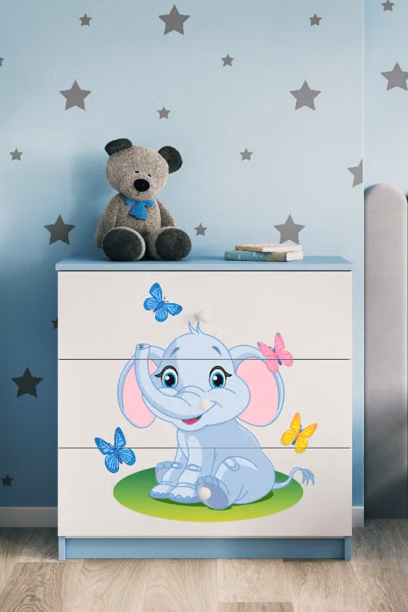 Cassettiera per bambini elefante nel colore blu Babydreams
