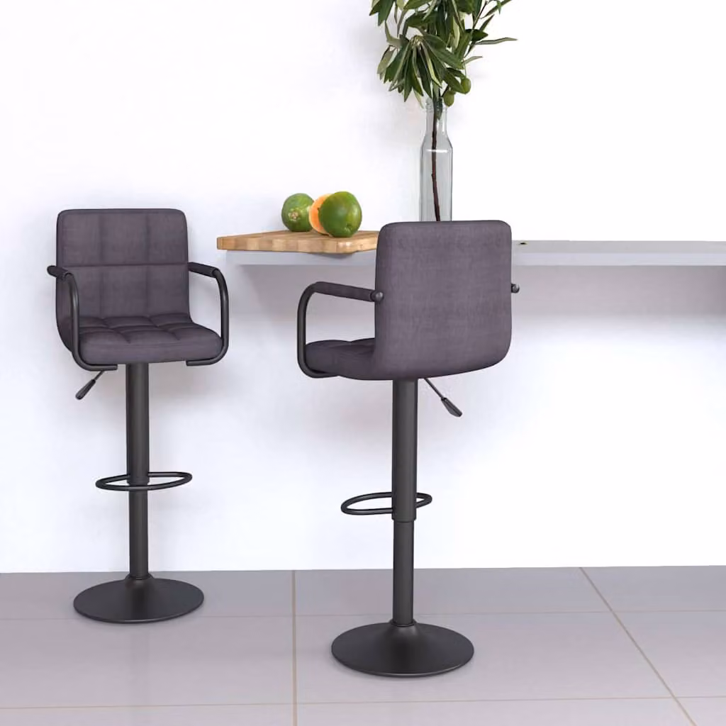 Set di 2 sgabelli da bar vidaXL moderni in tessuto tortora con base girevole a 360 gradi – 1