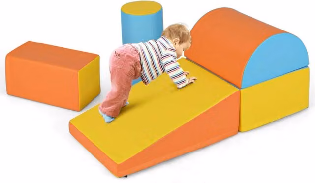 Set di gioco da arrampicata per bambini in schiuma lavabile, 5 pezzi, Arancione