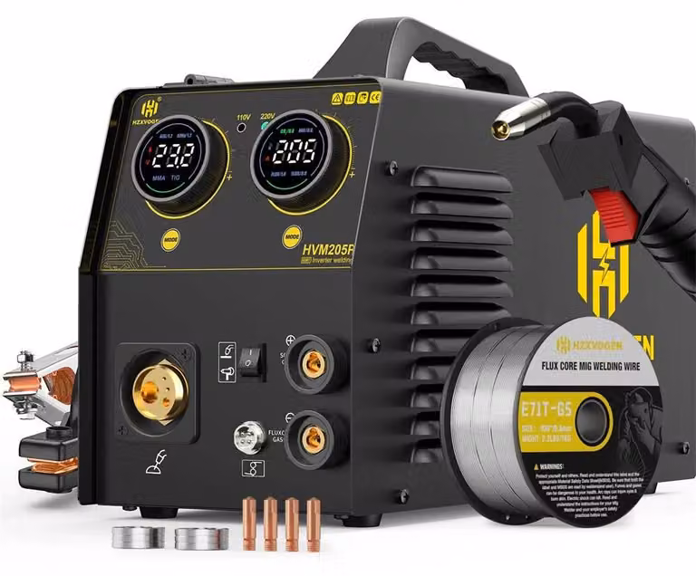 Saldatrice MIG portatile - HVM205P 5-in-1 inverter - 220–240V, spina EU - 20–150A - MIG, TIG, MMA (con o senza gas) - Adatta per la saldatura dell'alluminio - Alimentazione automatica del filo