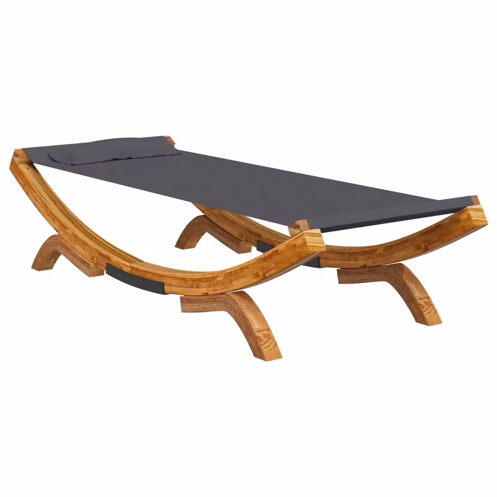 vidaXL Lettino Prendisole in Legno Curvato Antracite con Poggiatesta Regolabile L/P/H: 100 x 188,5 x 44 cm – 2