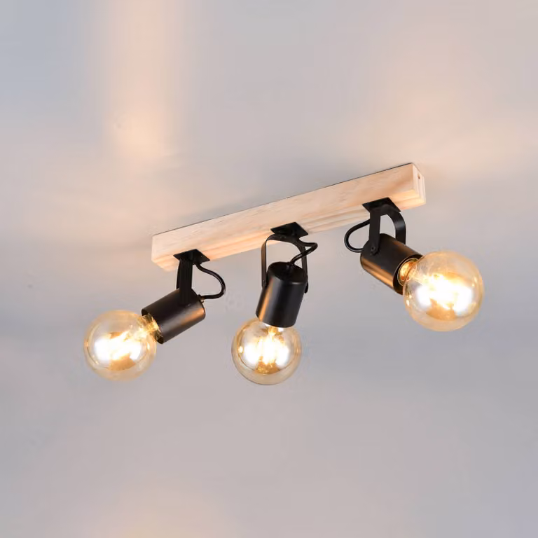 Reality Leuchten Plafoniera soffitto Lynar, dimmerabile, Nero, Soggiorno / Sala da pranzo, Metallo, Moderno, Plafoniera