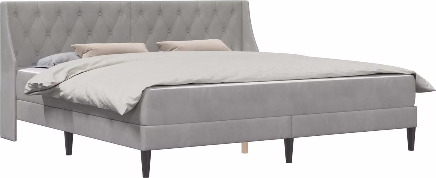 Struttura letto con materasso grigio chiaro, dimensioni 180 x 200 cm