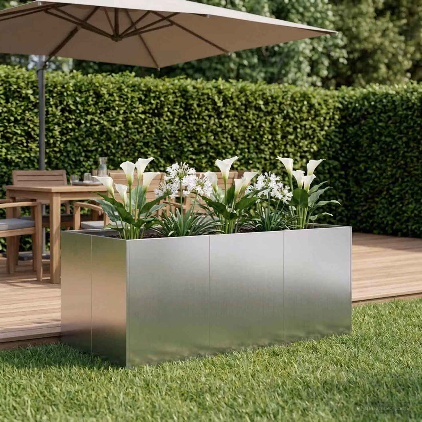 vidaXL Vaso da giardino in acciaio zincato Argento L: 120 cm, P: 80 cm, H: 60 cm