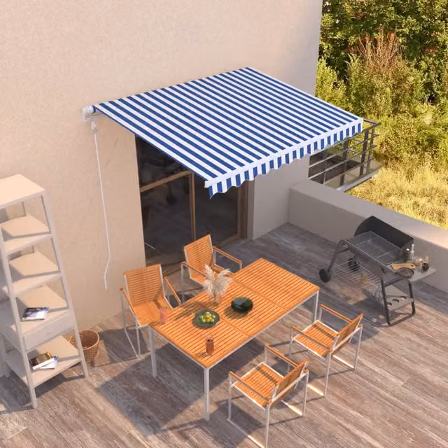 Tenda da Sole Retrattile Automatica 300x250 cm Blu e Bianca 3068866
