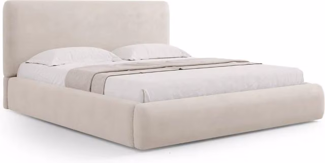 Letto con cassettone e testiera Colonel di Cosmopolitan Design in ciniglia beige L/P/H: 200 x 140 x 101 cm