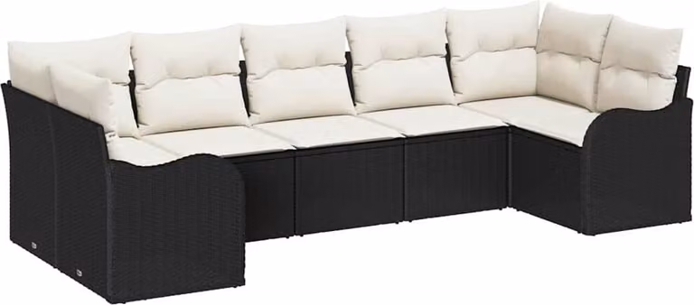Set Divano da Giardino Nero polyrattan
