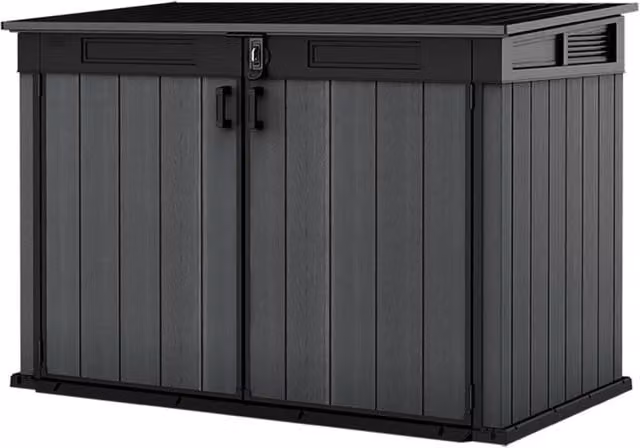 Armadio Porta Attrezzi o Bidoni Differenziata 2 Ante e Coperchio Keter Cortina Mega 190,5x109,3x132,5 cm in Evotech+