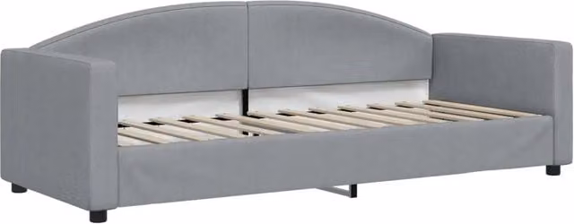 Sedia trasformabile in letto singolo moderna in tessuto grigio con braccioli per soggiorno o camera da letto L: 200 cm, L: 90 cm, P: 75 cm
