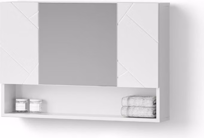 Specchio contenitore bagno Livinity Ronco Bianco lucido 80.1 x 55 cm, Model 52714