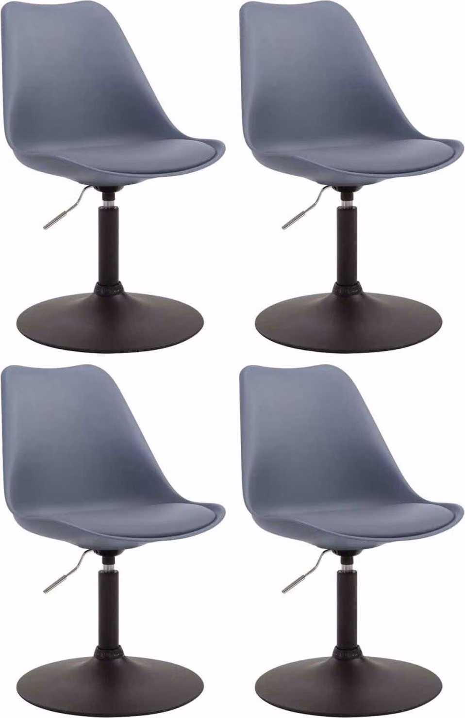 set di 4 sedie da pranzo - sedie da cucina - design confortevole e girevole a 360° | colore: grigio | colore base: nero