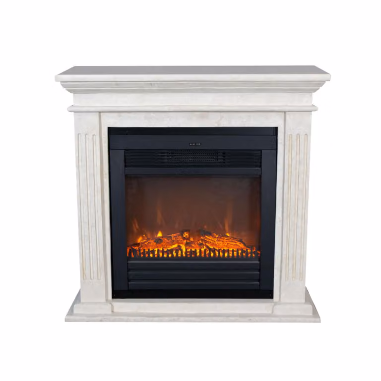 Caminetto elettrico Xaralyn - Cadiz ELU-SWP - pietra naturale levigata bianca - riscaldamento 1400 Watt - con telecomando - caminetto da incasso incluso - caminetto decorativo