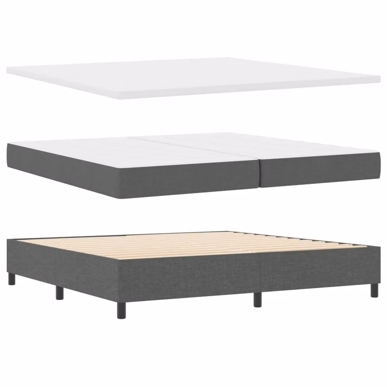 vidaXL Letto a molle moderno con strisce LED e porte USB, Grigio, L/P/H: 200 x 200 x 128 cm