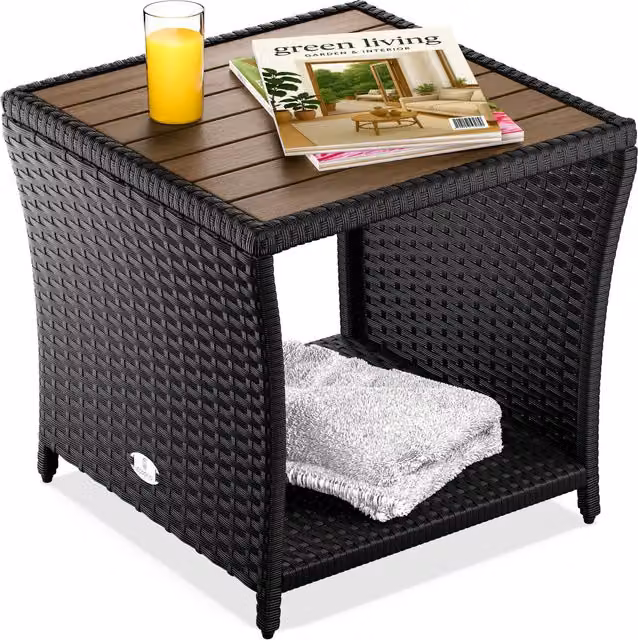 Tavolino in polyrattan nero 45x45x40cm