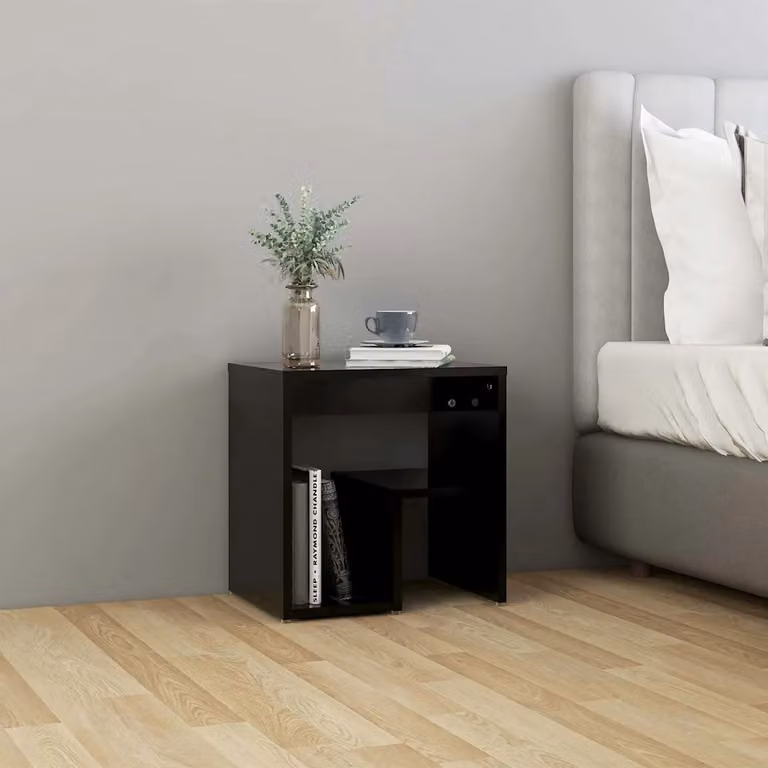 Comodino moderno vidaXL in legno e MDF nero opaco L: 40 cm, P: 30 cm, H: 40 cm