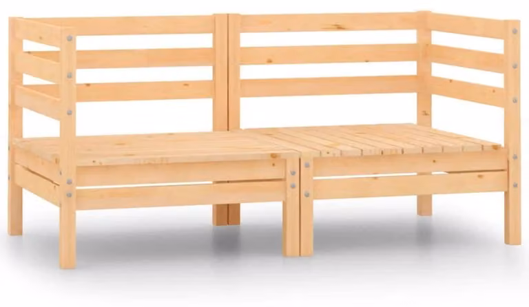 Panca da giardino a due posti, realizzata in legno di pino massello, dimensioni 63,5 x 63,5 x 62,5 cm