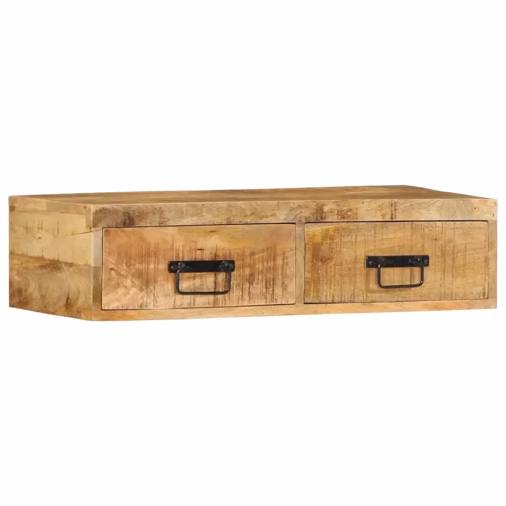Mobile TV da parete vidaXL in legno di mango massello marrone L: 80 cm, P: 30 cm, H: 19 cm – 2