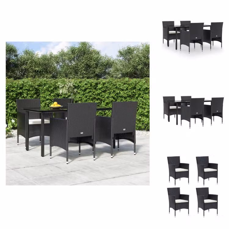 vidaXL Set da pranzo da giardino 5 pezzi con cuscini nero - Set di mobili da giardino