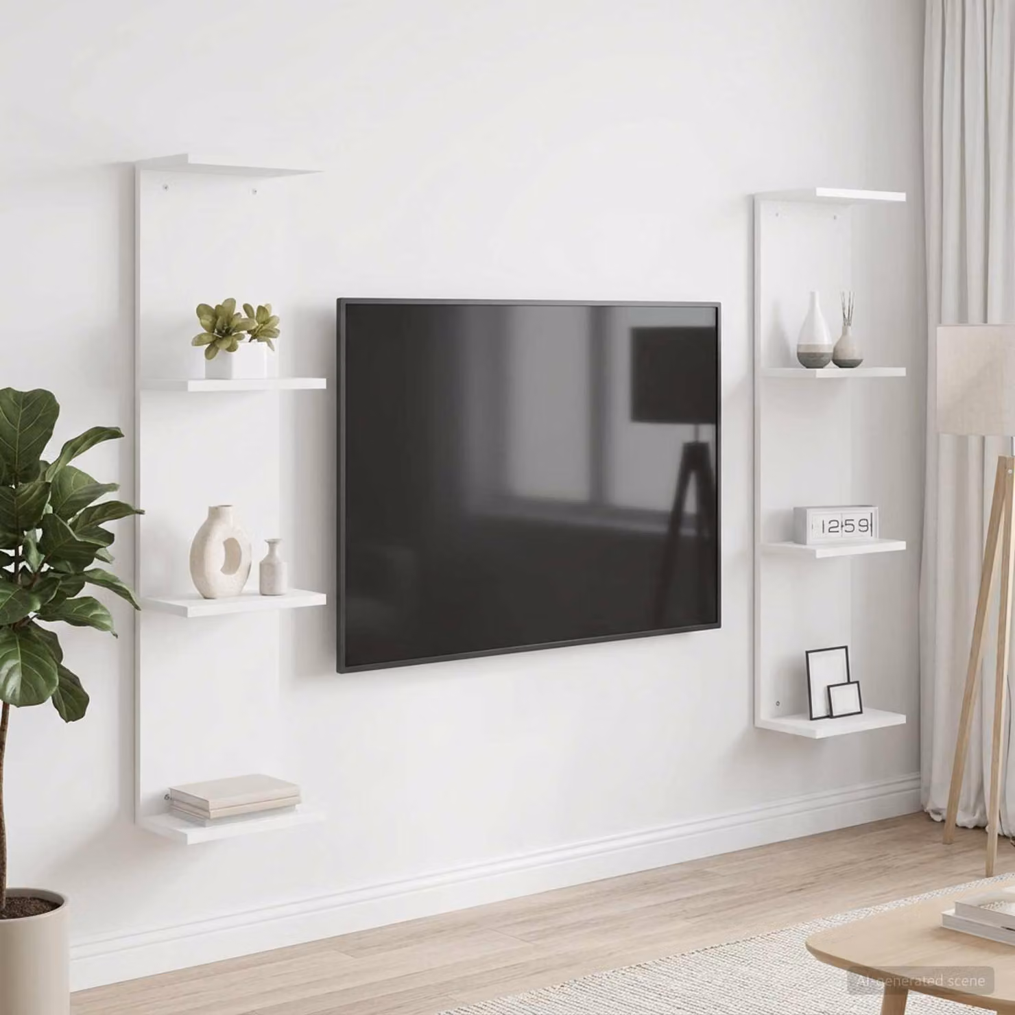 Set di 2 Scaffali da parete moderni vidaXL in MDF Bianco L 25 cm x P 15 cm x H 100 cm