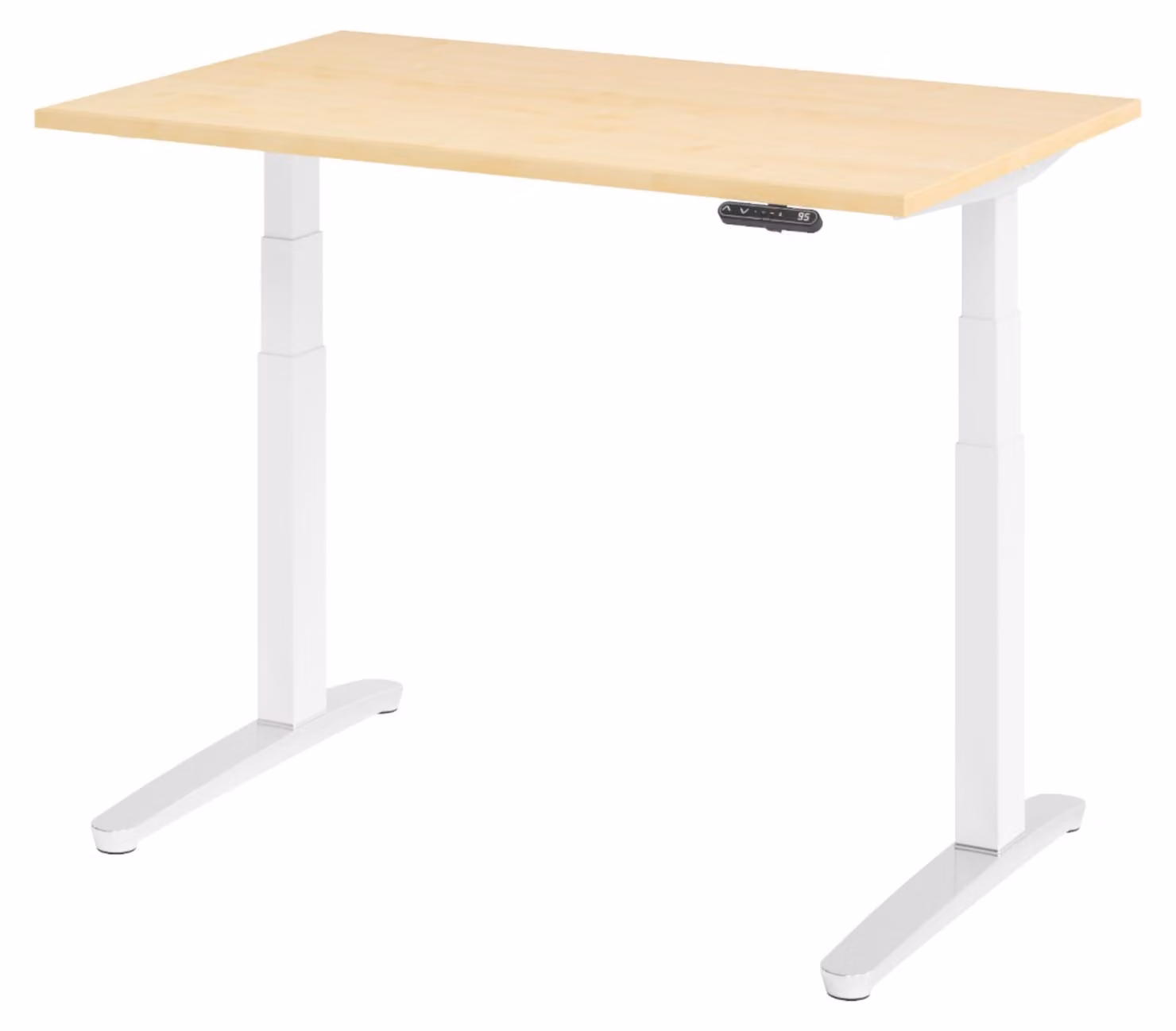 Scrivania elettrica bümö XBHM - Decorazione: acero, dimensioni: 120 x 80 cm, telaio: bianco/alluminio lucido