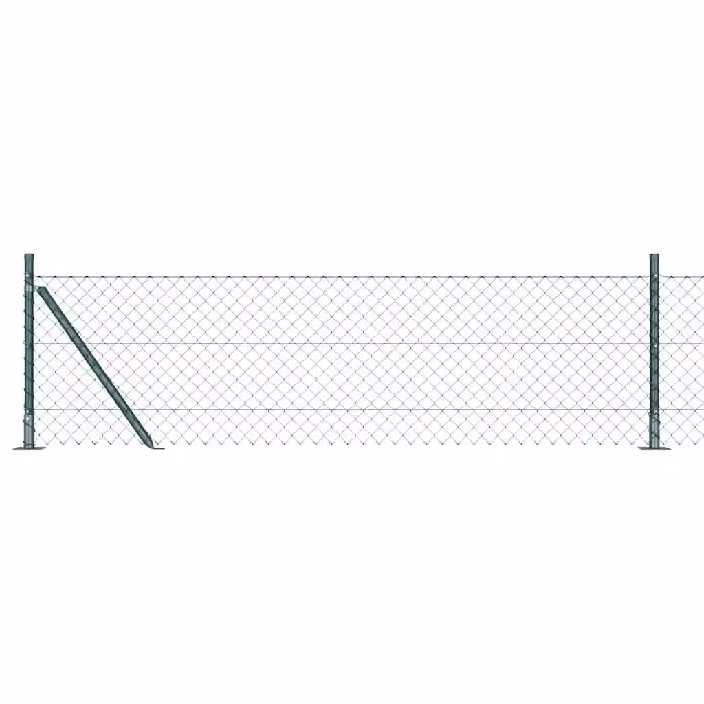 Recinzione a maglie vidaXL con base in cemento, rete in acciaio rivestita in PVC, colore verde, L: 10 m, H: 0,6 m