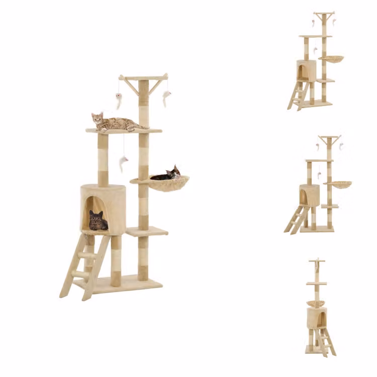 vidaXL Tiragraffi per gatti con colonne in sisal 138 cm Beige - Tiragraffi
