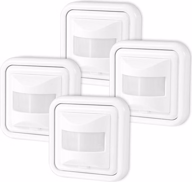 rilevatore di movimento a infrarossi conecto CC-IM050 - installazione interna, bianco, classe di protezione: IP20, campo di lavoro 160° / 9m, set da 4