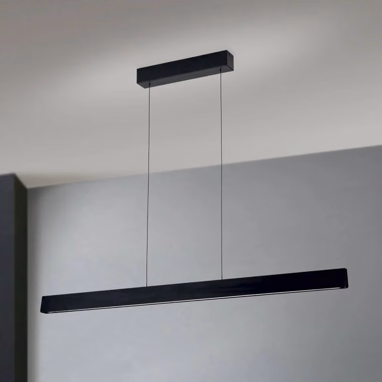 ORION Lampada a sospensione Tara, nero, lunghezza 120 cm, alluminio dimmerabile, Nero, Soggiorno / Sala da pranzo, Alluminio, Moderno