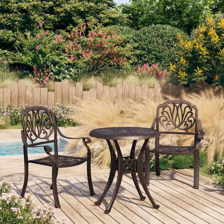 Set da Bistrot vidaXL in Alluminio Pressofuso Bronzo, 3 Pezzi