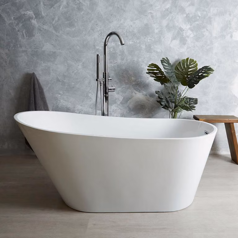 Vasca Moderna Freestanding Bianca 1500x750mm - Troppopieno cromato - Otterton