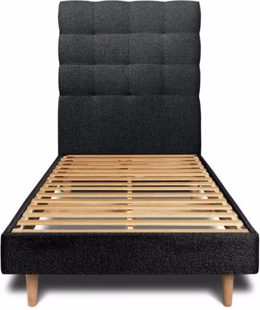 Letto 90x200 cm con testata imbottita - tessuto bouclé
