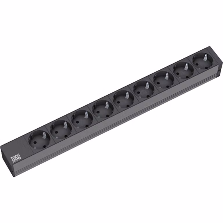 BACHMANN, ciabatta da parete da 19", 9 prese, senza interruttore, nera, modello GST18