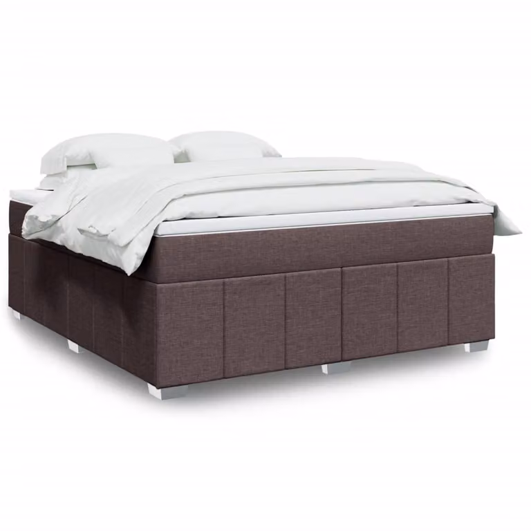 vidaXL Giroletto a Molle con Materasso Ibrido in Tessuto Marrone e Bianco L/P: 180 x 200 cm