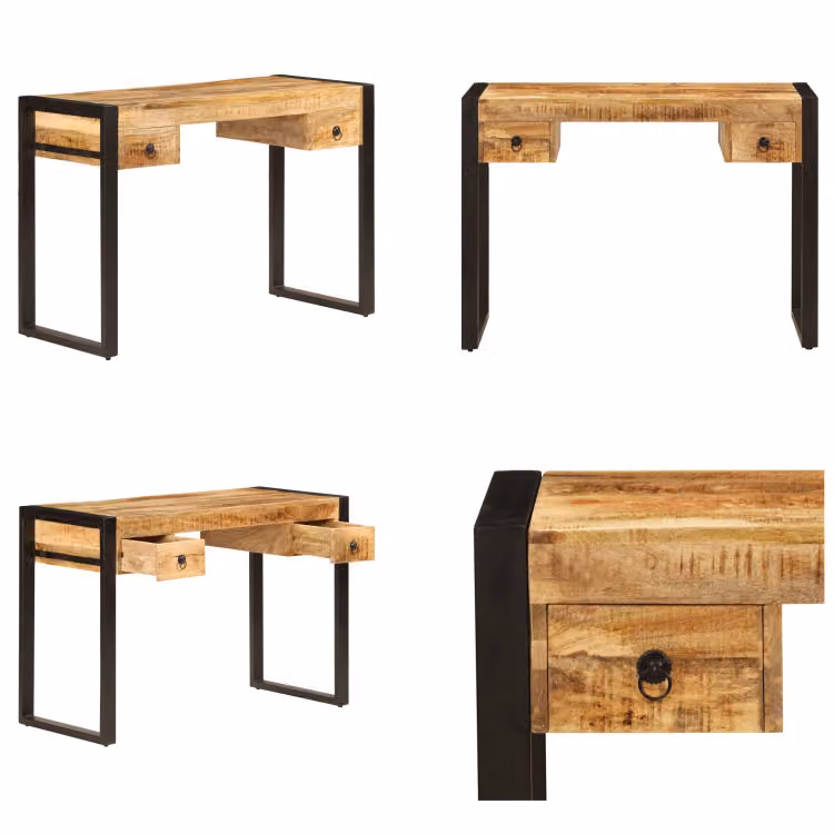 vidaXL Scrivania con 2 cassetti 110 x 50 x 77 cm in legno di mango massiccio - Scrivania - Scrivanie - Tavolo da lavoro - Tavoli da lavoro