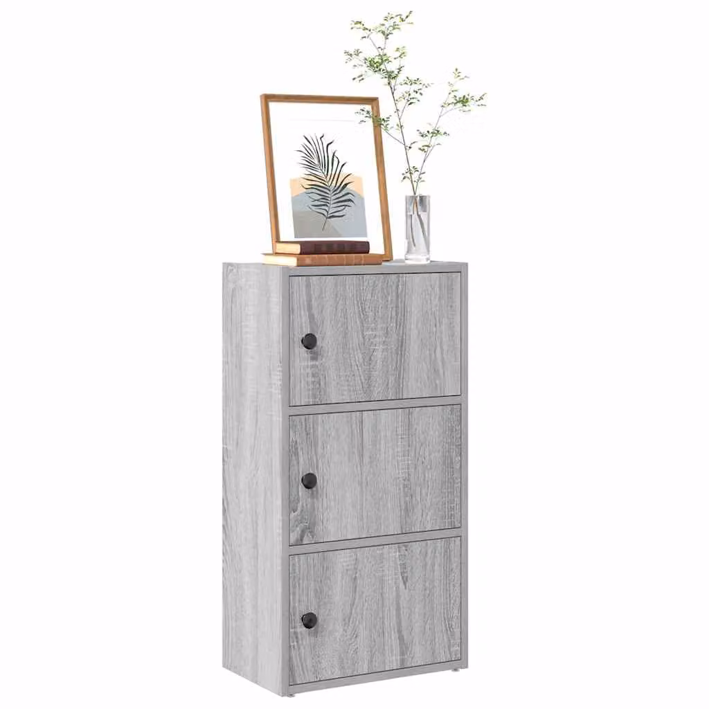 Libreria moderna vidaXL in legno multistrato e MDF, colore Grigio, L: 40 cm, P: 24 cm, H: 77 cm