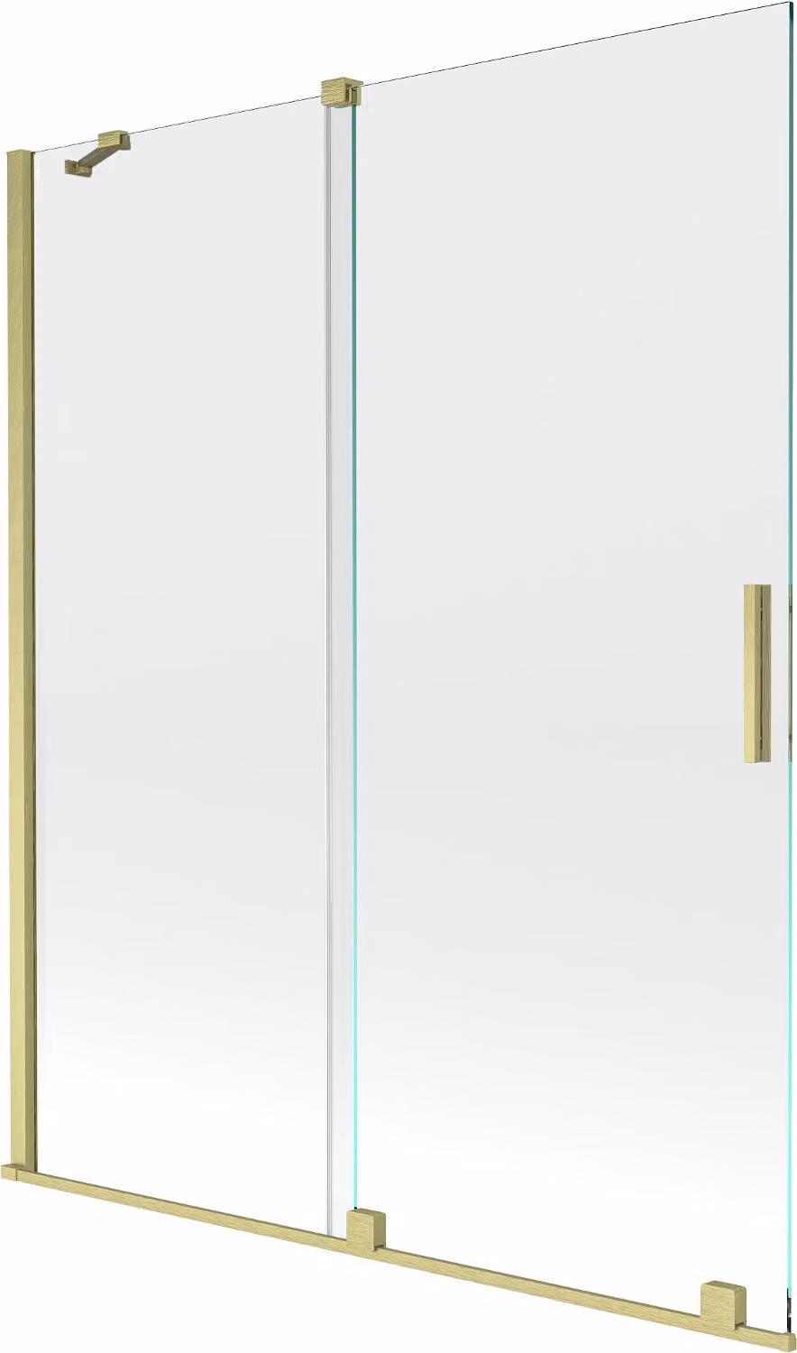 Mexen Velar paravento doccia a 2 ante scorrevoli 140 x 150 cm, trasparente, oro spazzolato - 896-140-000-01-55