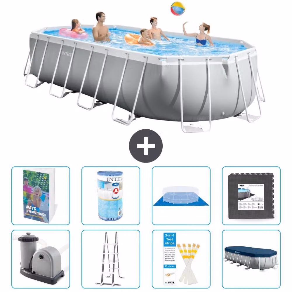 Piscina ovale con struttura a telaio Prism - 610x305x122 cm - 7 pezzi - Modello S563