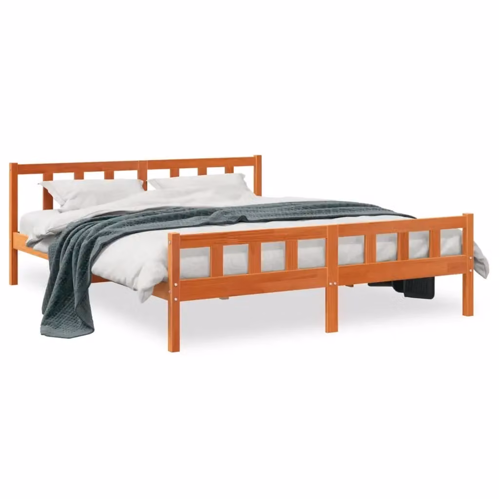 Letto in legno di pino Marrone Cera vidaXL L/P/H: 205.5 x 160 x 69.5 cm – 2