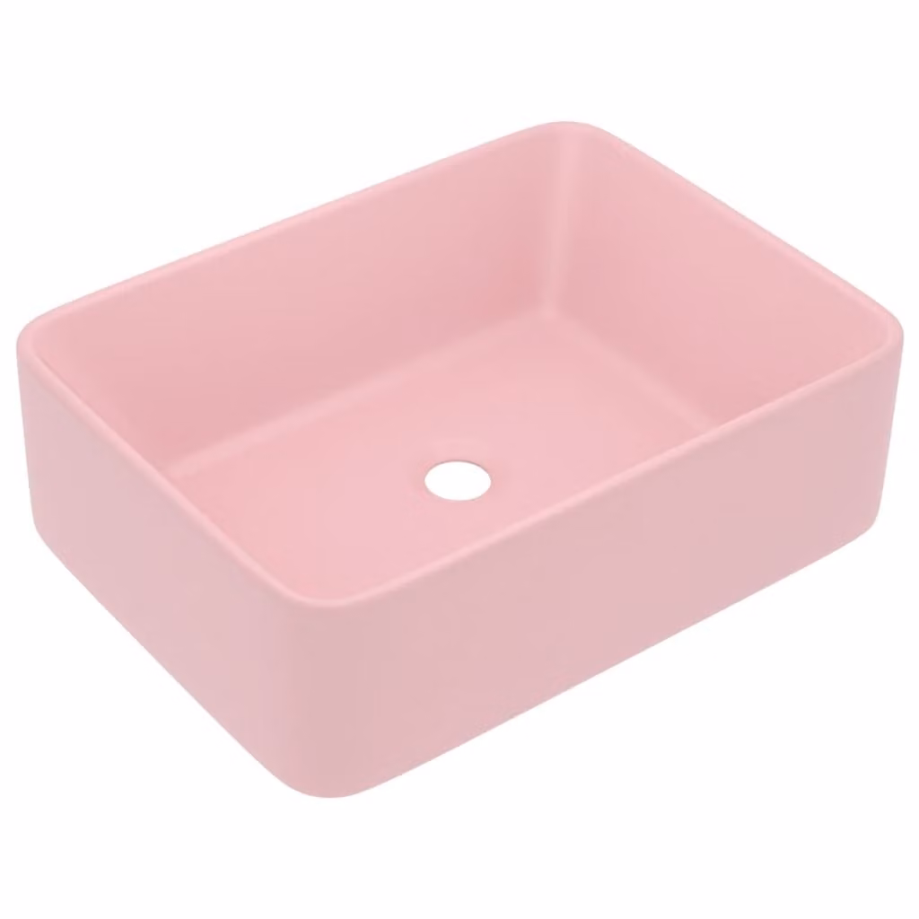 Lavandino Luxury Rosa Opaco 41x30x12 cm in Vetroceramica