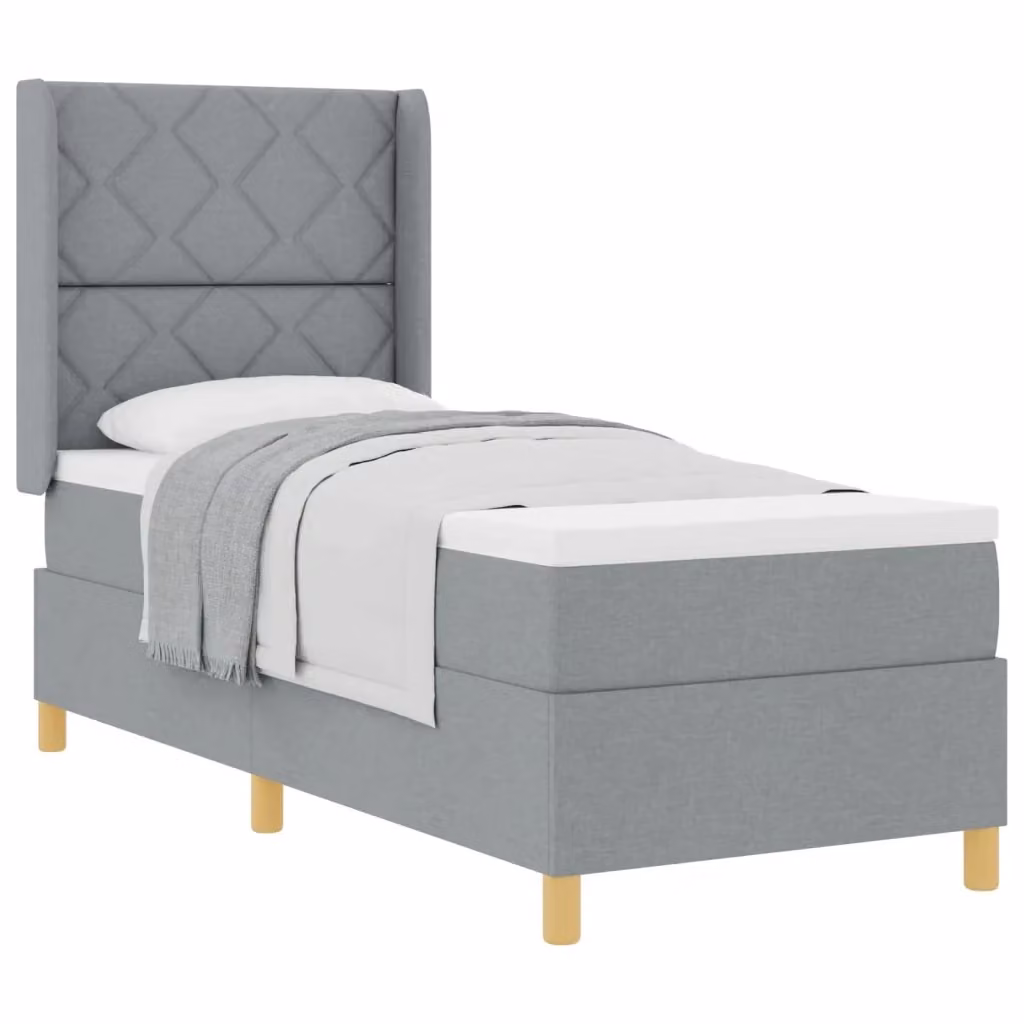 Letto a molle moderno vidaXL con testiera in tessuto grigio, L/P/H: 200 x 80 x 83 cm – 2