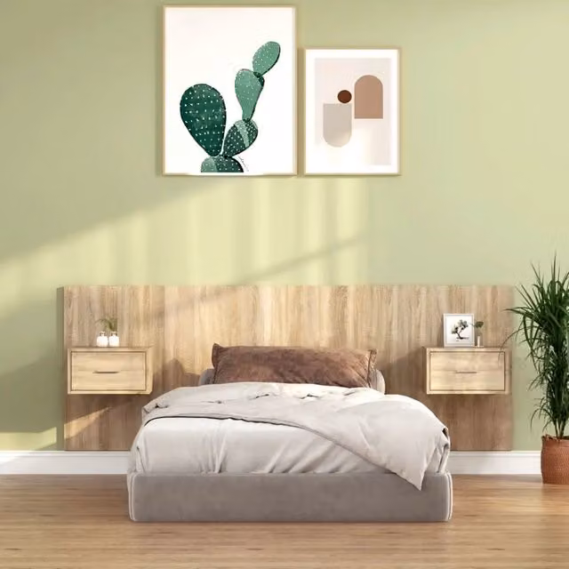Testiera Letto con Comodini Integrati vidaXL in Legno Rovere, Marrone, L 120 x H 80 x P 32,5 cm