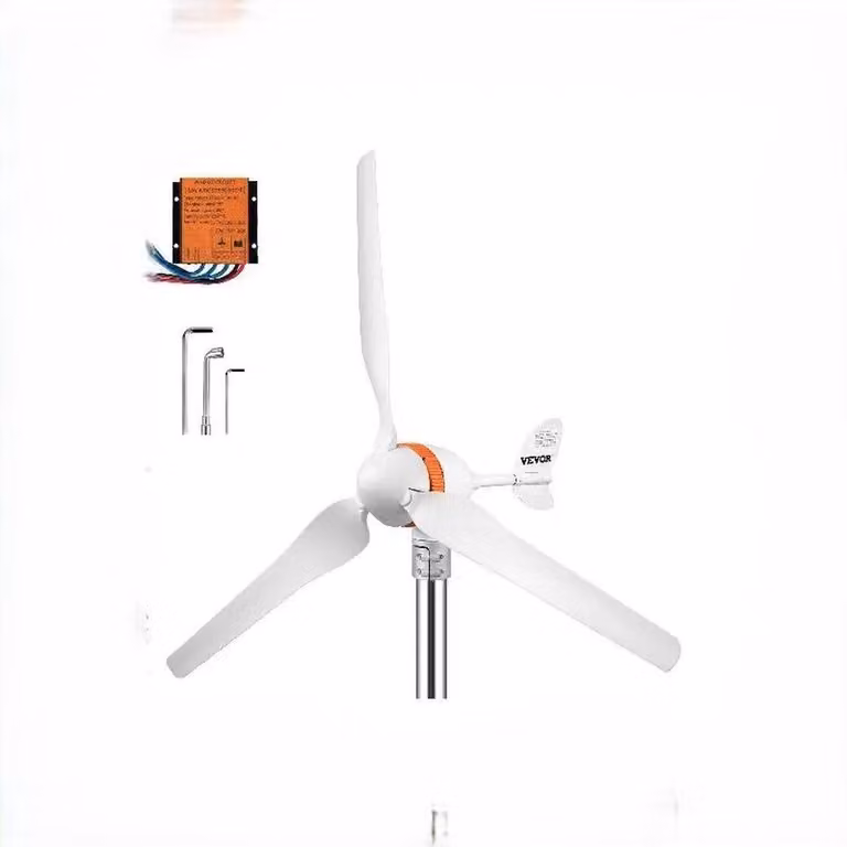 Turbina eolica - Kit di montaggio per turbina eolica - Generatore eolico - Generatore per turbina eolica - Energia eolica 400W - 3 pale - Bianco