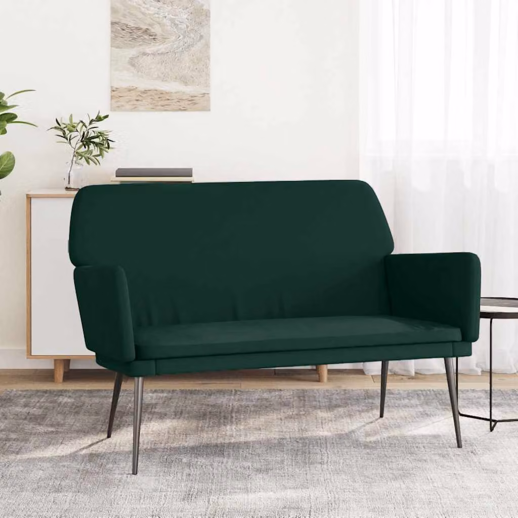 Panca moderna vidaXL in velluto verde con braccioli e struttura in metallo L: 108 cm, P: 40 cm, H: 79 cm