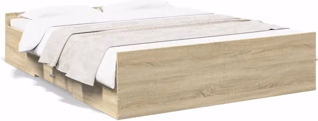 Letto matrimoniale | Letto per adulti | Giroletto Cassetti Rovere Sonoma 150x200 cm Legno Multistrato