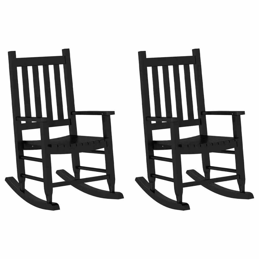 Set di 2 sedie a dondolo per bambini vidaXL in legno di pioppo nero laccato – 2