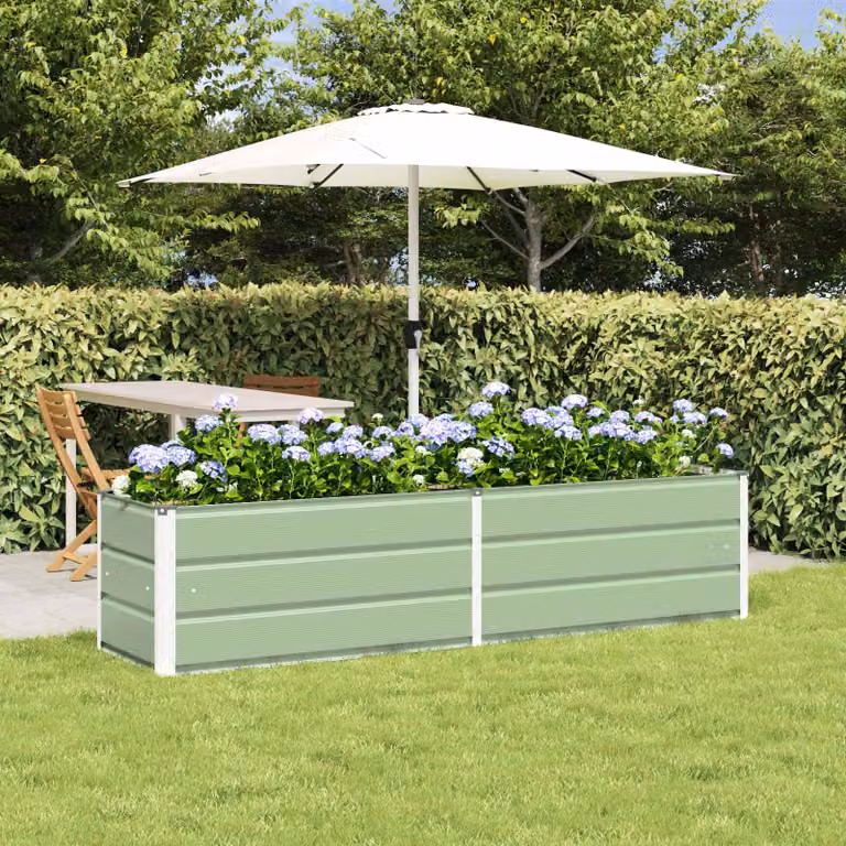 Fioriera verde vidaXL in acciaio zincato L: 195 cm, P: 50 cm, H: 45 cm