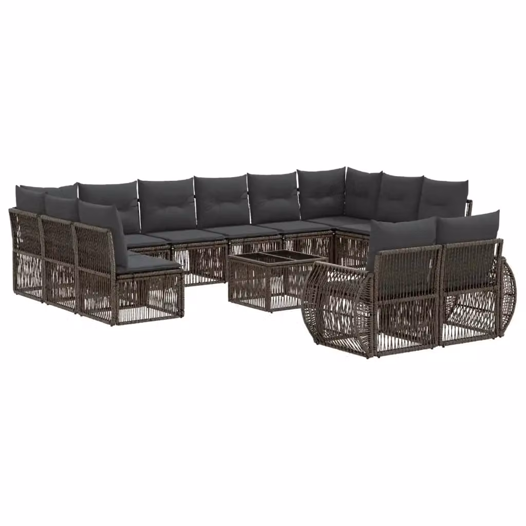 Set Divano da Giardino a Forma di U vidaXL in Polyrattan con Tavolino e Cuscini, Grigio e Antracite – 2