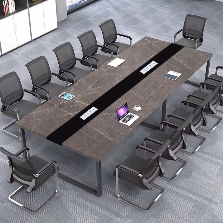 Tavolo da conferenza con sistema di gestione dei cavi, dimensioni 200x80x74 cm, design moderno, ideale per l'ufficio