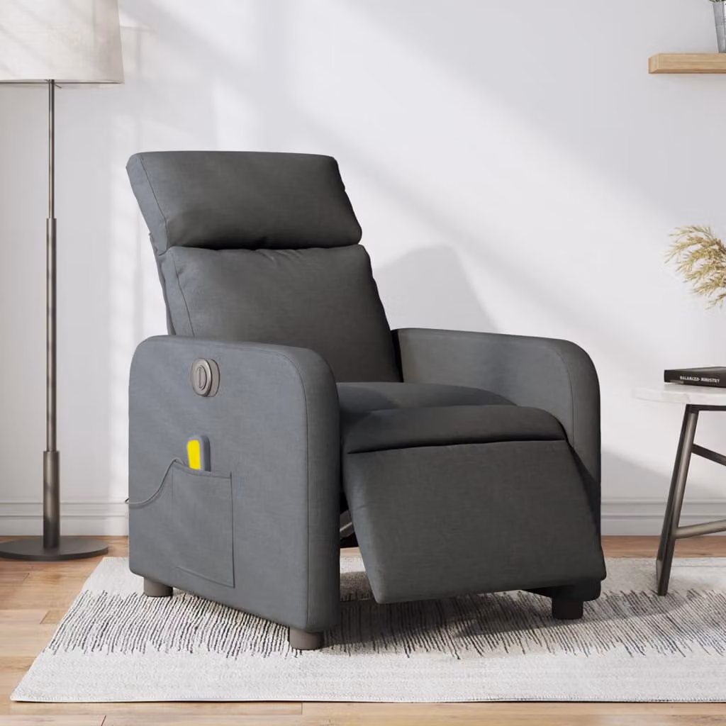 vidaXL Poltrona Reclinabile Elettrica Grigia in Tessuto con Braccioli – 1